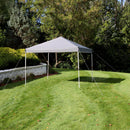 gray 10'x10' pop up canopy with white frame