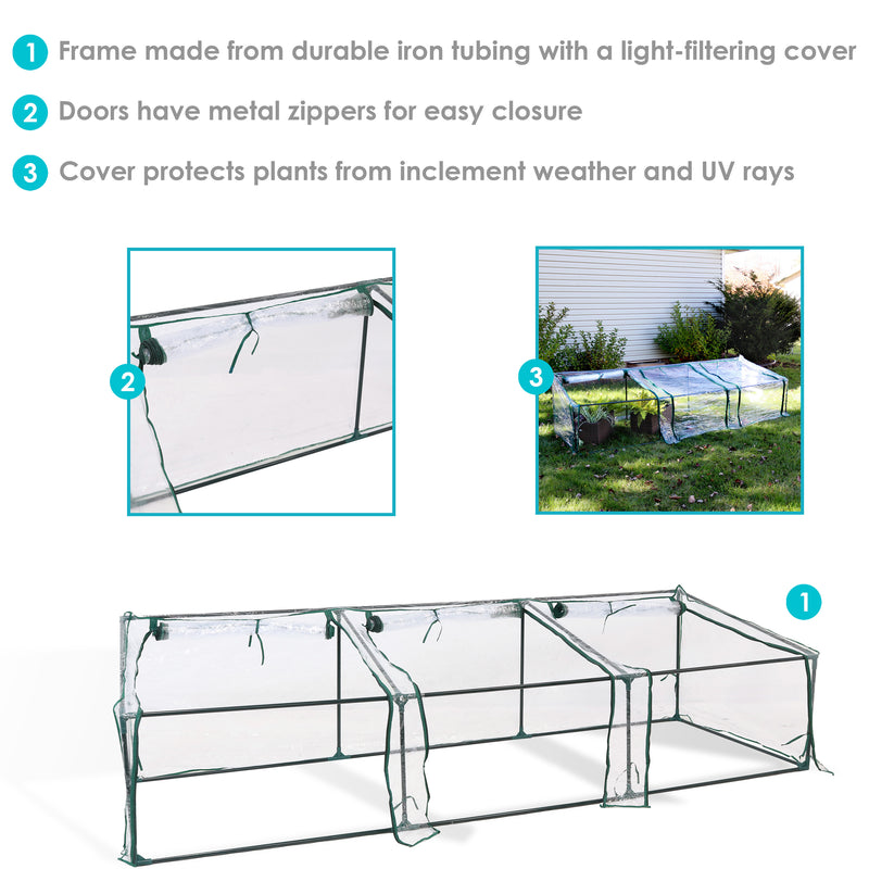 Sunnydaze Slanted Mini Cloche Greenhouse with Zippered Doors - Clear
