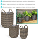 Sunnydaze Indoor Round Polyrattan Basket Planters with Handles - Set of 3
