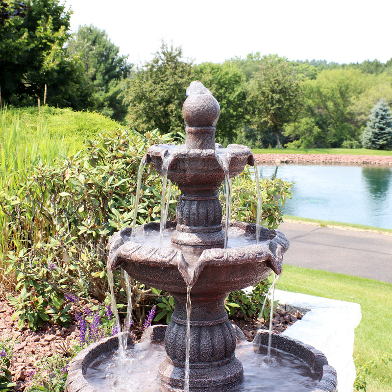 Sunnydaze Decor Grecian Column Inspired 3-Tier Outdoor Water Fountain