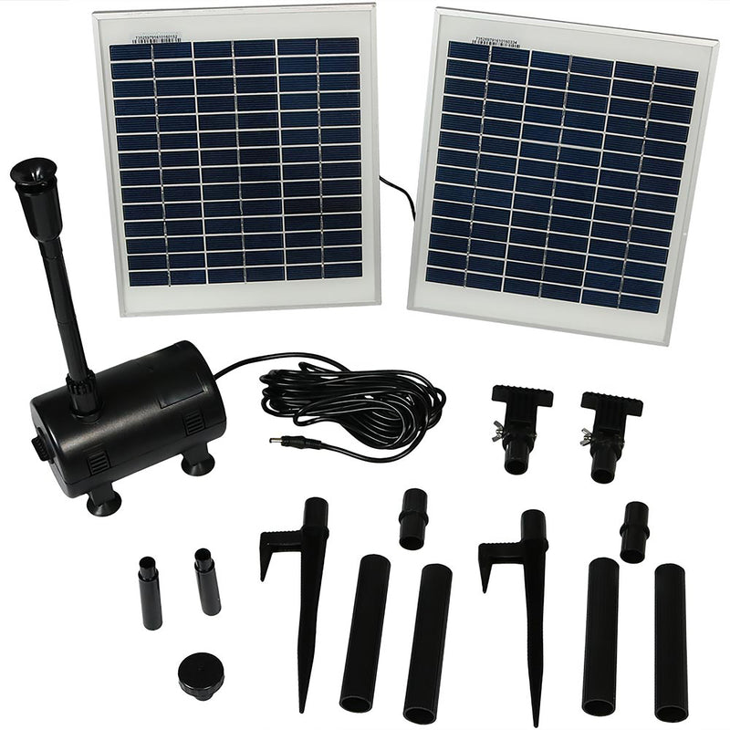 Sunnydaze Solar Pump and Panel Kit with 2 Spray Heads - 120" Lift - 396 GPH