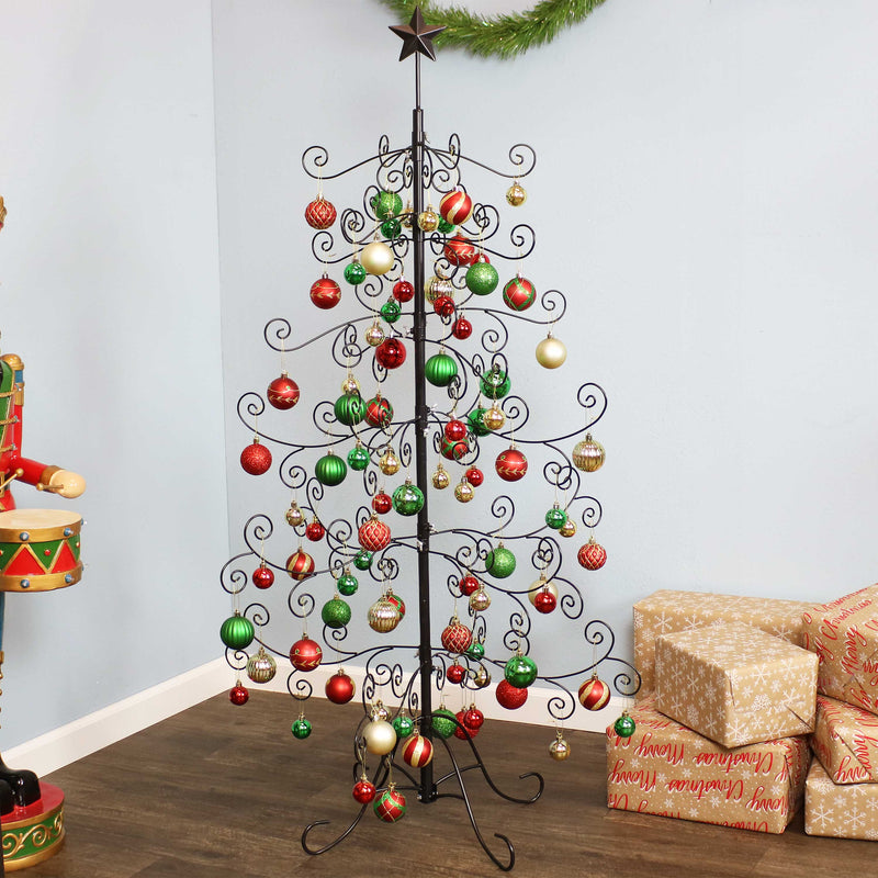Sunnydaze Noelle Black Metal Christmas Ornament Tree - 60" H