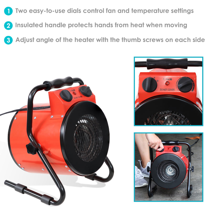 Sunnydaze Portable Electric Space Heater with Handle - 1500W