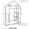 open zippered door for walk-in greenhouse with 4 shelves and clear cover