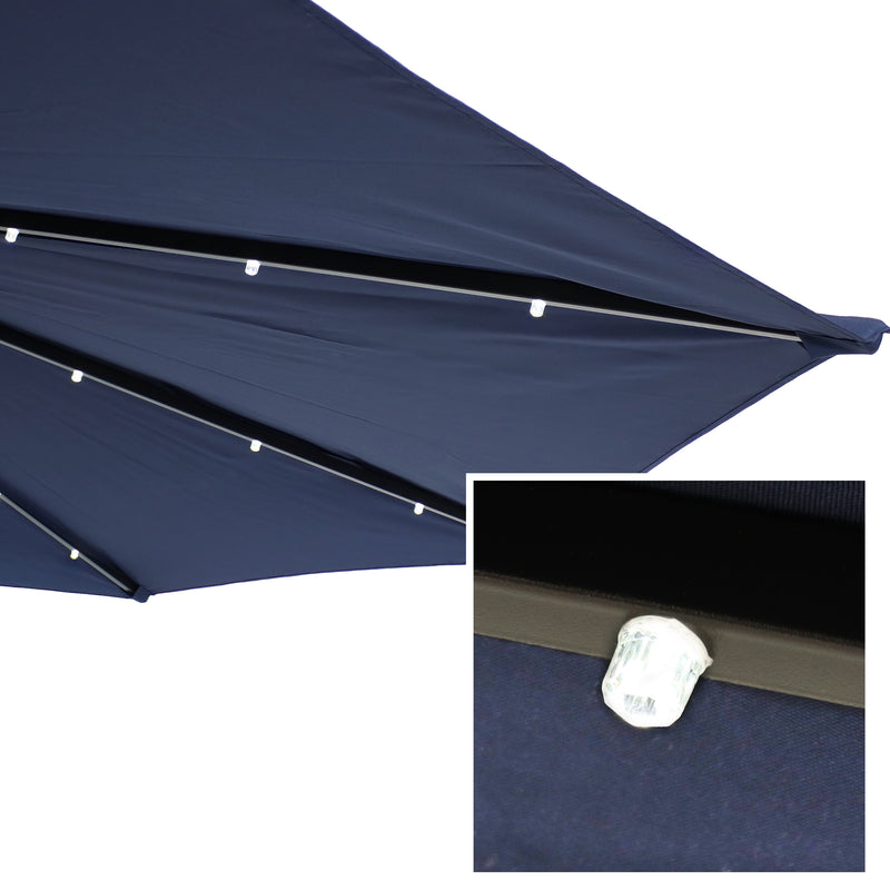 Solar panel top of the solar outdoor half umbrella.