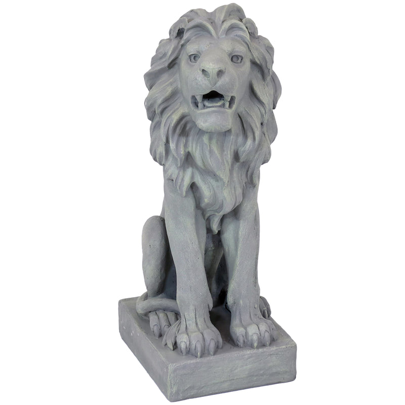Sunnydaze Noble Beast Sitting Lion Outdoor Statue - 30-Inch