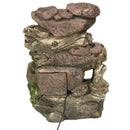 Sunnydaze 5-Step Rock Falls Tabletop Water Fountain with LED Lights - 14"