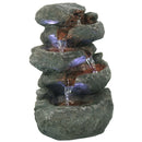 Sunnydaze Stacked Rock Waterfall Fountain with LED Lights - 10-Inch