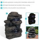 Sunnydaze Rock Falls Outdoor Waterfall Fountain with LED Lights - 24"