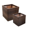 set of 2 brown square polyrattan indoor planters