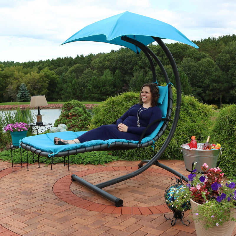 Sunnydaze Floating Chaise Lounge Chair with Canopy