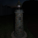 Sunnydaze Cobblestone Solar LED Lighthouse - 35" H