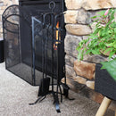 Sunnydaze 4-Piece Steel Fireplace Tool Set with Stand