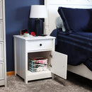 Sunnydaze Beadboard Nightstand Side Table with Drawer and Cabinet - White