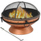 Sunnydaze Royal Cauldron Outdoor Fire Pit with Handles, Spark Screen, & Poker Tool - Copper Look - 30-Inch
