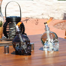 Sunnydaze Grinning Skull Glass Tabletop Torches - Black and Clear