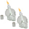 Sunnydaze Grinning Skull 2 Glass Tabletop Torches - Clear