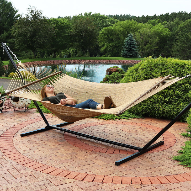 Sunnydaze Large 2-Person Polyester Rope Hammock with Spreader Bars