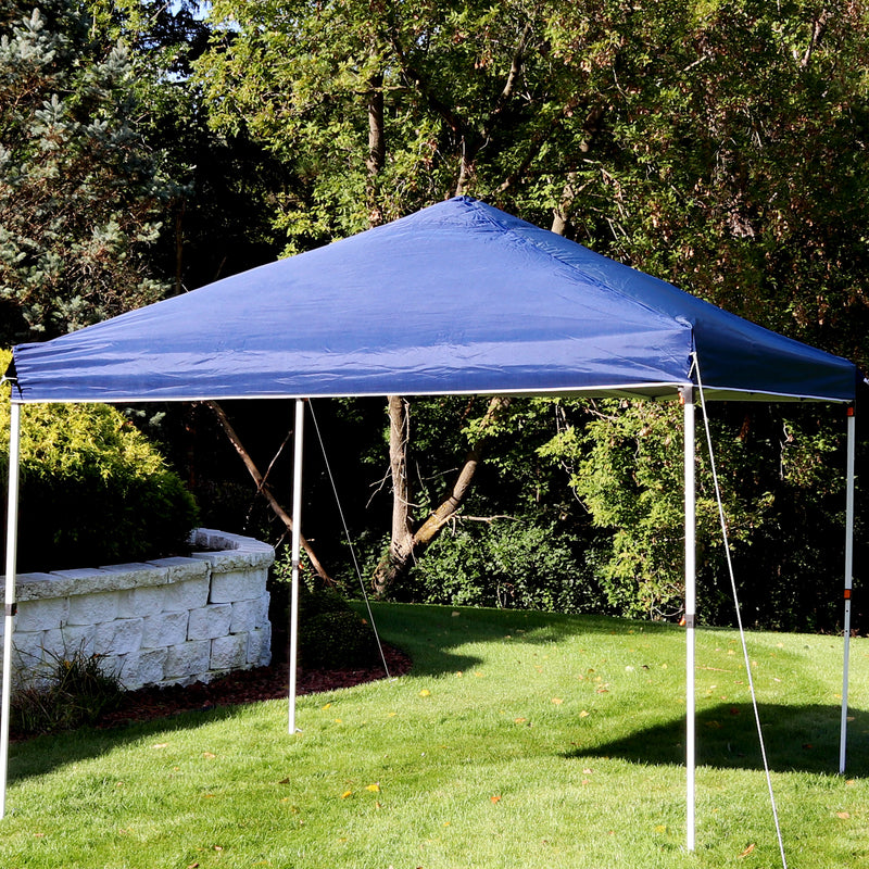 blue fabric pop up canopy shade