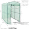 open zippered door for walk-in greenhouse with 1 shelf and green cover