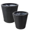 set of 2 black round polyrattan indoor planter