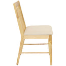 Sunnydaze Set of 2 Slat-Back Dining Chairs - Natural with Beige Cushions