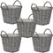 5 Wicker Rattan Basket Planters with Handles and Plastic Lining