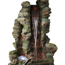 Sunnydaze Flat Rock Summit Large Outdoor Waterfall Fountain with LED Lights - 61" H
