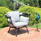 Profile view of gray modern luxury patio egg chair.