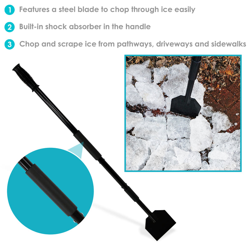 CASL Brands Steel Shock-Absorbing Driveway Ice Scraper with Extra-Thick Blade