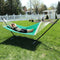 green quilted hammock with matching pillow