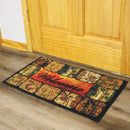 brown floral entrance mat