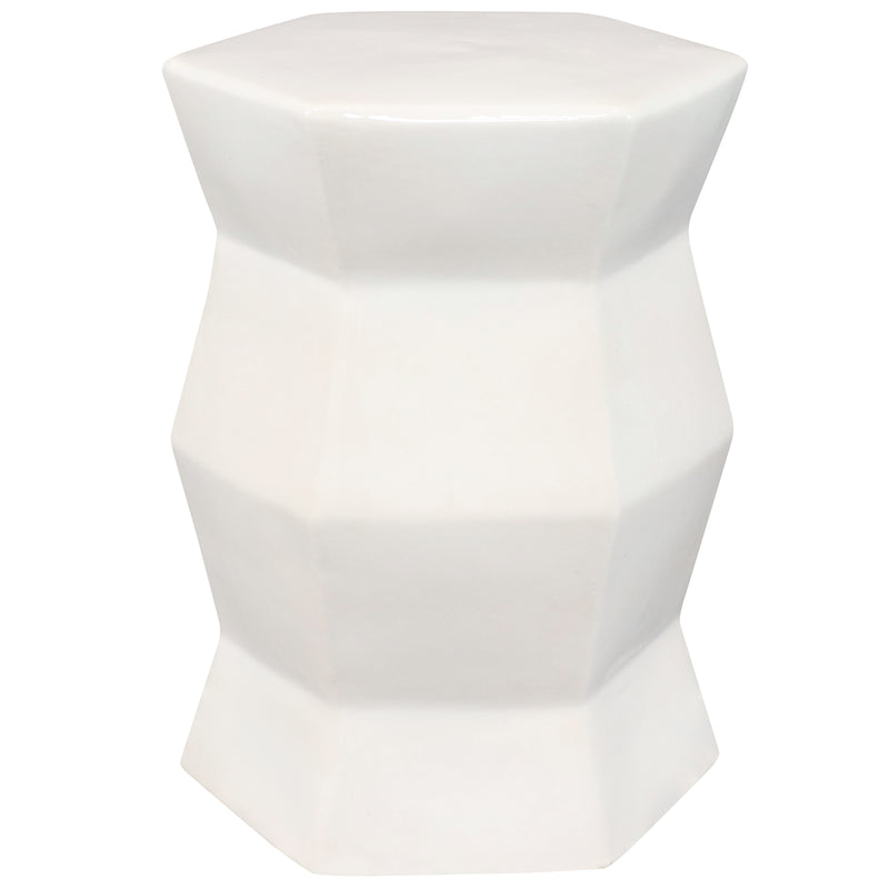 White Sunnydaze Moderno Geometric Ceramic Decorative Garden Stool - 17.25"
