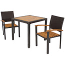Sunnydaze Malachi 3-Piece Outdoor Patio Dining Set - 1 Table and 2 Armchairs